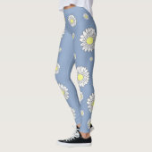 Botanische Daisy Bloem Blauw Leggings (Links)