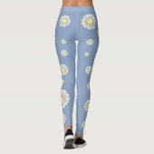 Botanische Daisy Bloem Blauw Leggings (Achterkant)