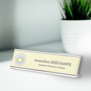 Botanische Daisy Bloem Geel Bureau Naambordje