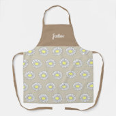 Botanische Daisy Flower Pattern Bruin Schort (Voorkant)