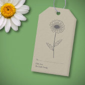 Botanische Daisy Pastel Bloem Bruin Cadeaulabel