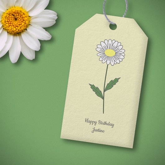 Botanische Daisy Pastel Bloem Geel Cadeaulabel