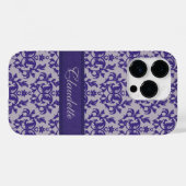 Botanische damasgrijze paarse microfoon Case-Mate iPhone case (Achterkant (horizontaal))