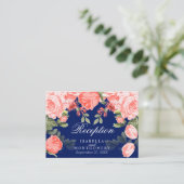 Botanische donkerblauwe en koraalbloem - Opvang Informatiekaartje (Staand voorkant)