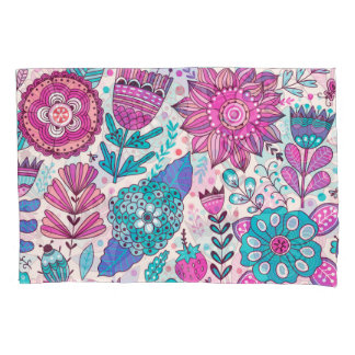 Botanische doodle bloemen, naadloos, textuur. kussensloop