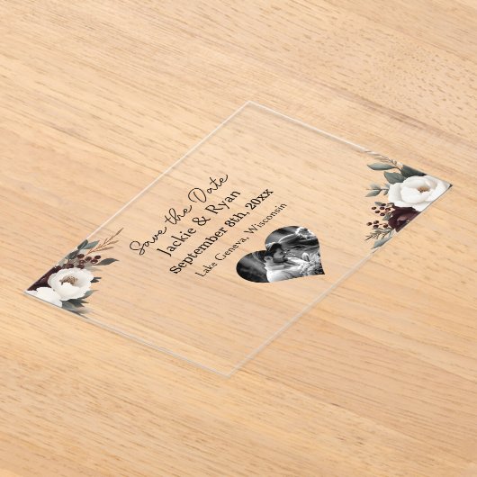 Botanische Doorschijnende Huwelijk Save the Date Acryl Uitnodigingen (Laagn)