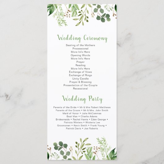 Botanische droom bruiloft programma (Achterkant)