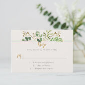 Botanische Droom Groene Begroeiing Gouden Knoppen  RSVP Kaartje (Staand voorkant)