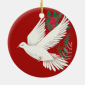 Botanische duif met kerstmis keramisch ornament (Achterkant)