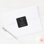 Botanische eenvoudige zwarte minimalistische handl vierkante sticker (Envelop)