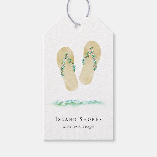 Botanische eiland Bloemen Teenslippers Prijs Label Cadeaulabel (Voorkant)