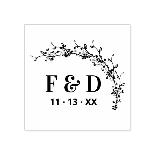 Botanische Elegant Garland Initialen Weddenschap Rubberstempel (Afrduk)