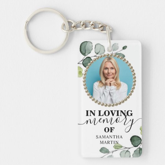 Botanische Elegant Memorial Gift Sleutelhanger (Voorkant)