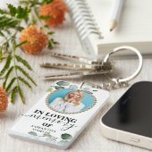 Botanische Elegant Memorial Gift Sleutelhanger (Voorkant Rechts)