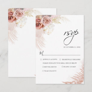 Botanische Elegante Pampagras Terracotta Bruiloft RSVP Kaartje