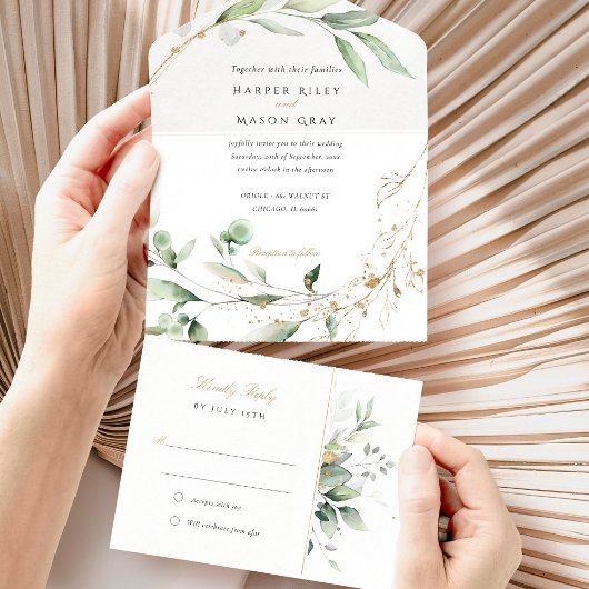 Botanische Elegantie All-in-One Trouwsuite All In One Uitnodiging