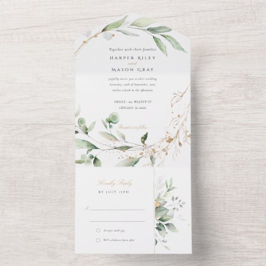 Botanische Elegantie All-in-One Trouwsuite All In One Uitnodiging (Binnen)