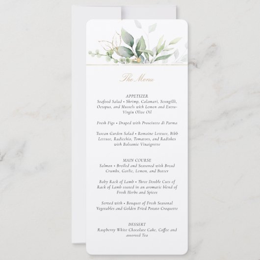 Botanische Elegantie Bruiloft Menu Kaart (Voorkant)
