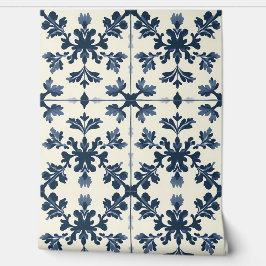 Botanische elegantie - Marine en Ivoor - Tradition Behang