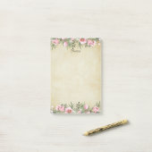 Botanische elegantie:  papier bloemrand post-it® notes (Op bureau)