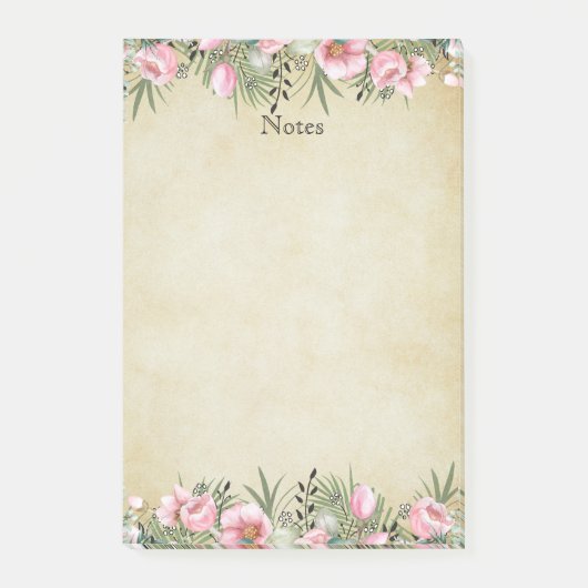 Botanische elegantie:  papier bloemrand post-it® notes (Voorkant)