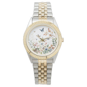 Botanische elegantie   Vlinders en bladeren Horloge