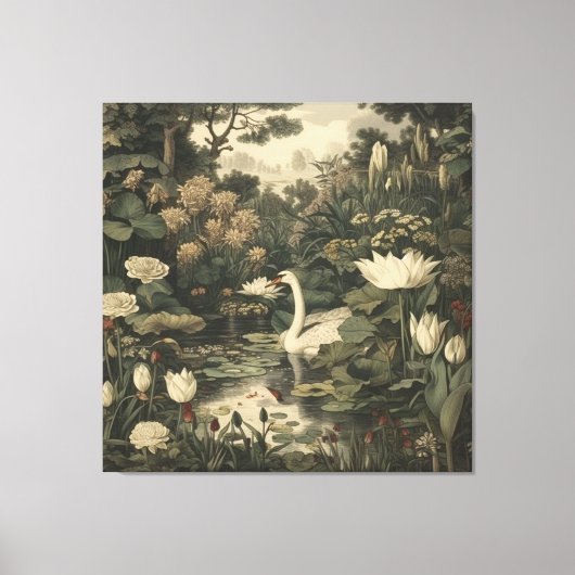 Botanische elegantie - Zwaan in het bos Canvas Afdruk (Voorkant)