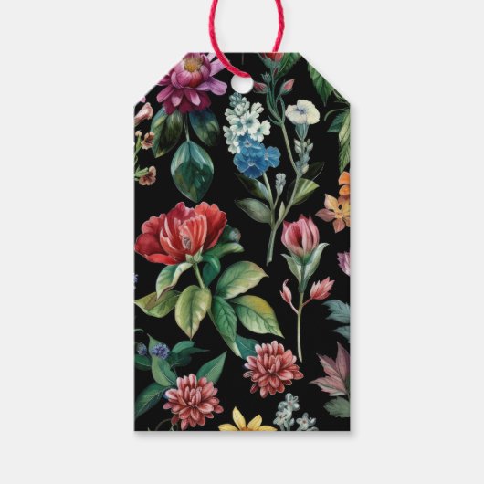  Botanische Elegantie Zwart Cadeaulabel (Voorkant)