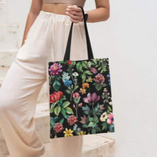 Botanische Elegantie Zwart Draagtas