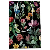 Botanische Elegantie Zwart Medium Cadeauzakje (Voorkant)