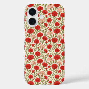 Botanische esthetische rode anjer Bloemen iPhone 16 Hoesje