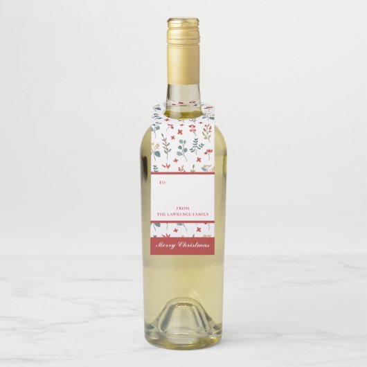 Botanische Eucalyptus Berries Kerstmis Flessenhanger (Op fles)