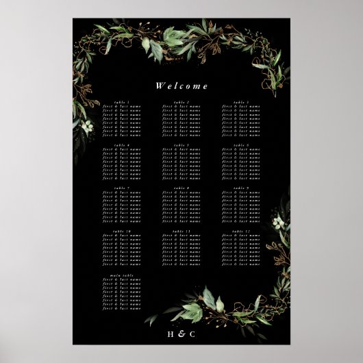 Botanische Eucalyptus Black Weddenschap Poster (Voorkant)