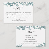 Botanische eucalyptus bruiloft RSVP behuizing Kaar Visitekaartje (Voorkant / Achterkant)