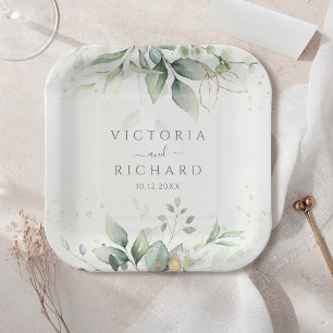 Botanische Eucalyptus Greenery Waterverf Elegant Papieren Bordje