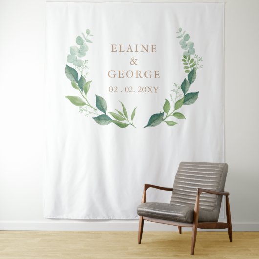 Botanische Eucalyptus Greenery Wedding Backdrop Wandkleed (In situ)