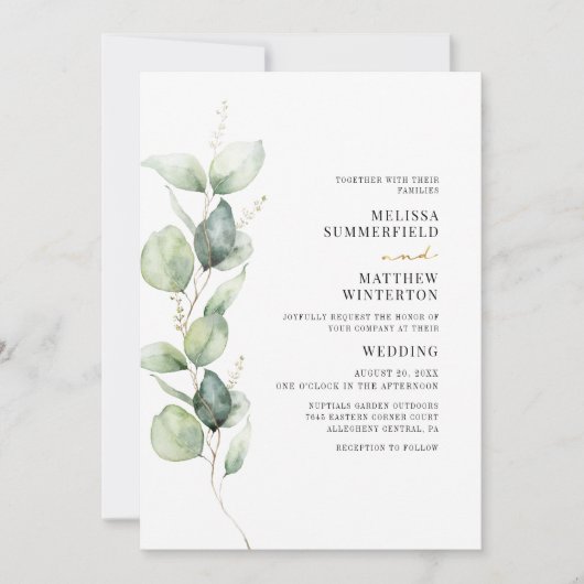 Botanische Eucalyptus Greenery Wedding Kaart (Voorkant)