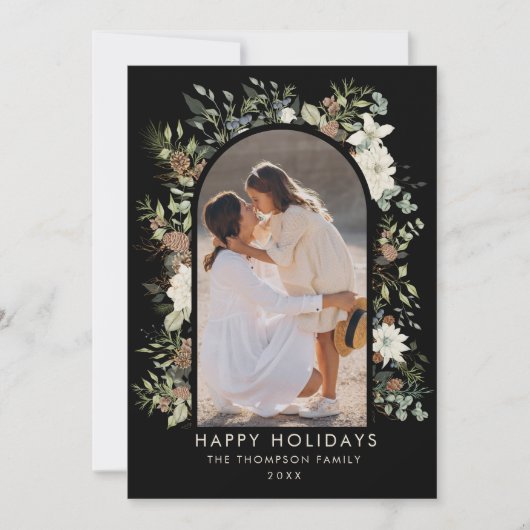 Botanische eucalyptus groen aangepaste kerst feestdagenkaart (Voorkant)