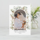 Botanische eucalyptus groen aangepaste kerst feestdagenkaart (Staand voorkant)