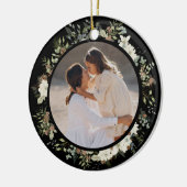 Botanische eucalyptus groen aangepaste kerst keramisch ornament (Links)