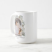 Botanische eucalyptus groen aangepaste kerst koffiemok (Voorkant links)