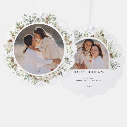 Botanische eucalyptus groen aangepaste kerst ornament kaart (Voorkant / Achterkant)