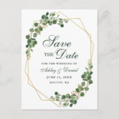 Botanische Eucalyptus Groen Goud Bewaar de Datum Aankondigingskaart (Voorkant)