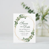 Botanische Eucalyptus Groen Goud Bewaar de Datum Aankondigingskaart (Staand voorkant)