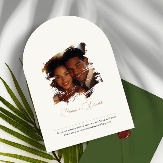 Botanische eucalyptus groen & gouden boog bruiloft kaart