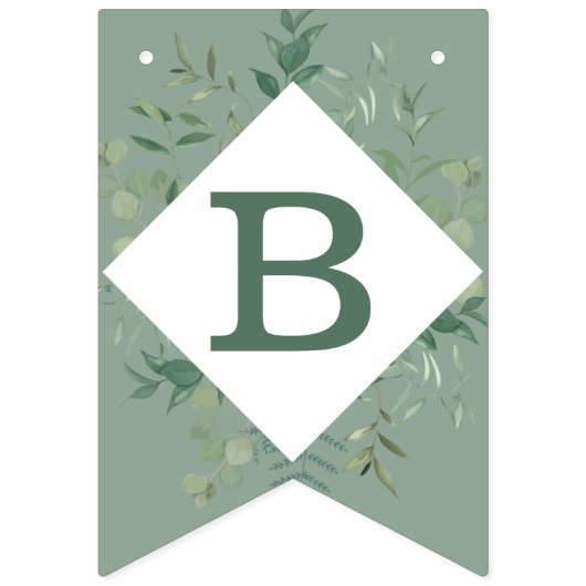 Botanische Eucalyptus Groene Bruiloft Feest Vlaggetjes (Tweede vlag)