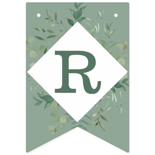 Botanische Eucalyptus Groene Bruiloft Feest Vlaggetjes (Derde vlag)