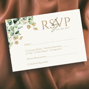 Botanische Eucalyptus Groene Foto Bruiloft RSVP Kaartje