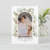 Botanische Eucalyptus Groenelementen Aangepaste Ke Feestdagenkaart (Staand voorkant)