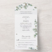 Botanische eucalyptus laat groen huwelijk over all in one uitnodiging (Binnen)